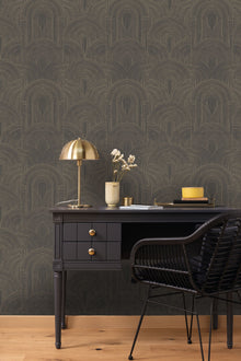 106569129 Delicacy Noir Or Wallpaper by Caselio