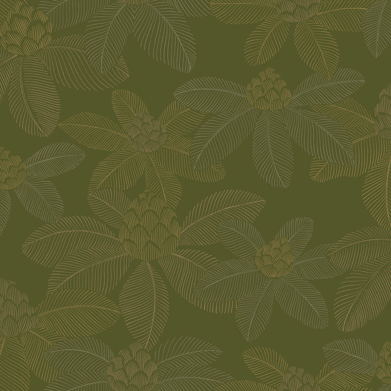 106657172 Lotus Vert Mousse Wallpaper by Caselio