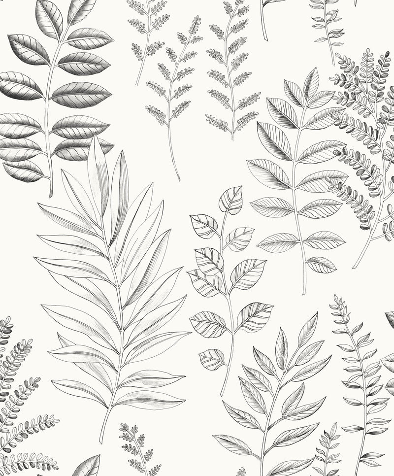 106660990 Florium Noir Blanc Wallpaper by Caselio