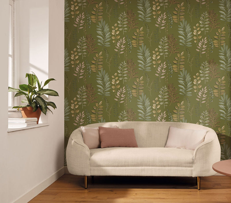 106667196 Florium Vert Mousse Wallpaper by Caselio