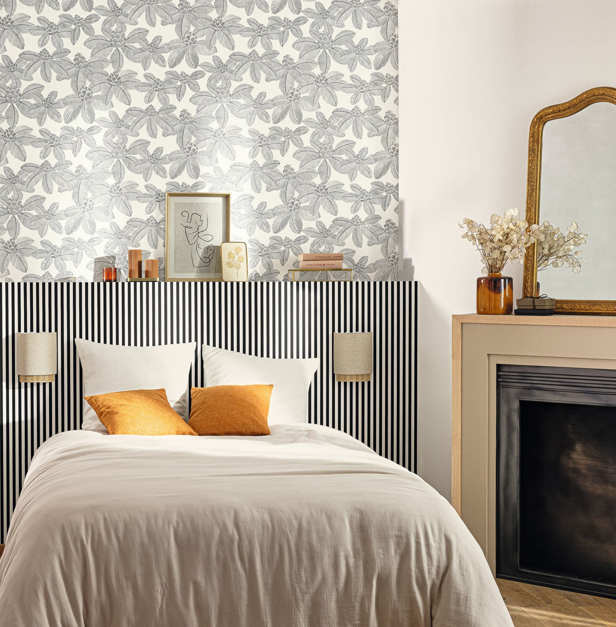 Talea Noir Blanc Wallpaper by Caselio