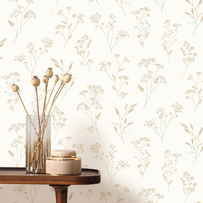106680234 Little Graminea Or Blanc Wallpaper by Caselio