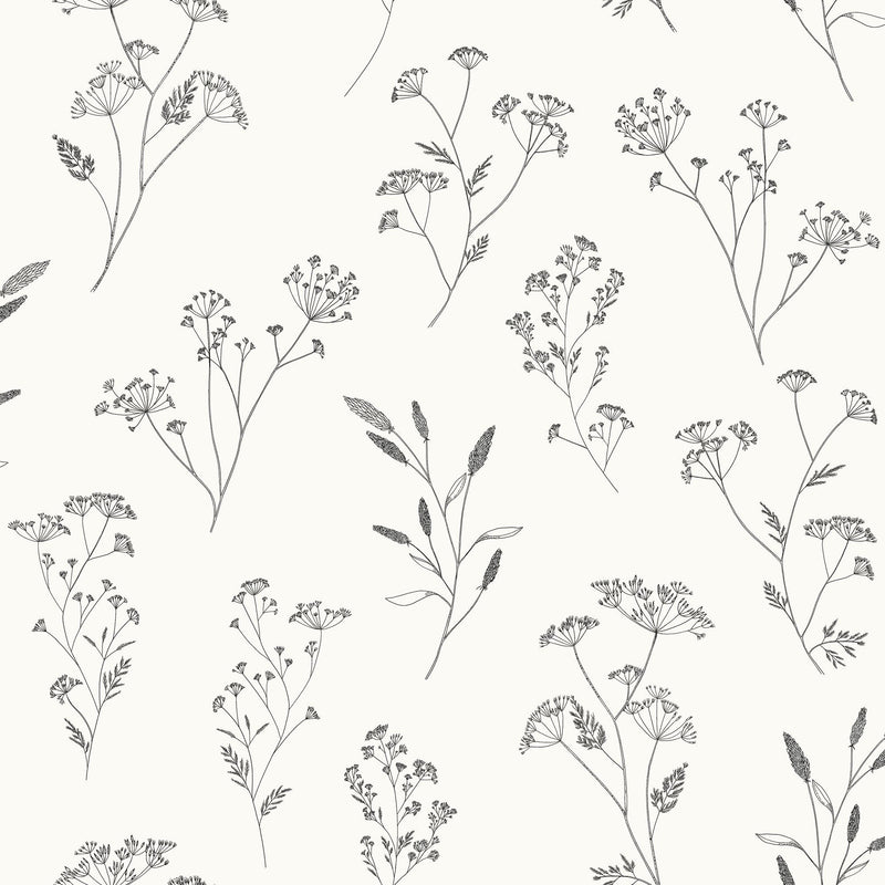 106680928 Little Graminea Noir Blanc Wallpaper by Caselio