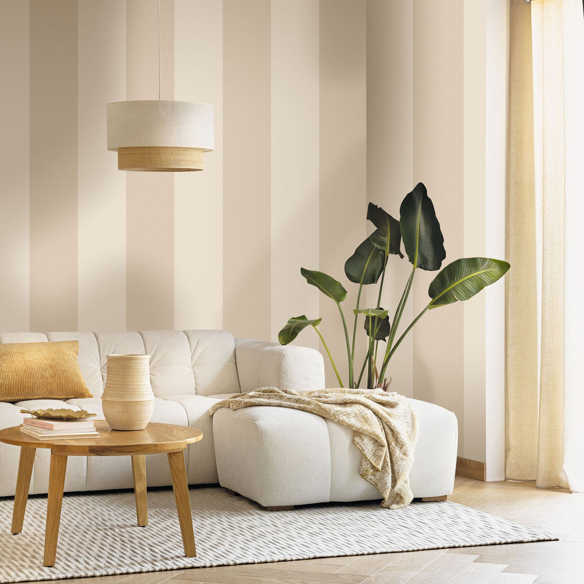 Xxl Lines Beige Line Up Wallpaper by Caselio