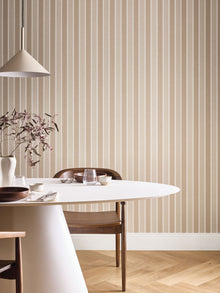 Classic Lines Taupe Or Line Up Wallpaper by Caselio