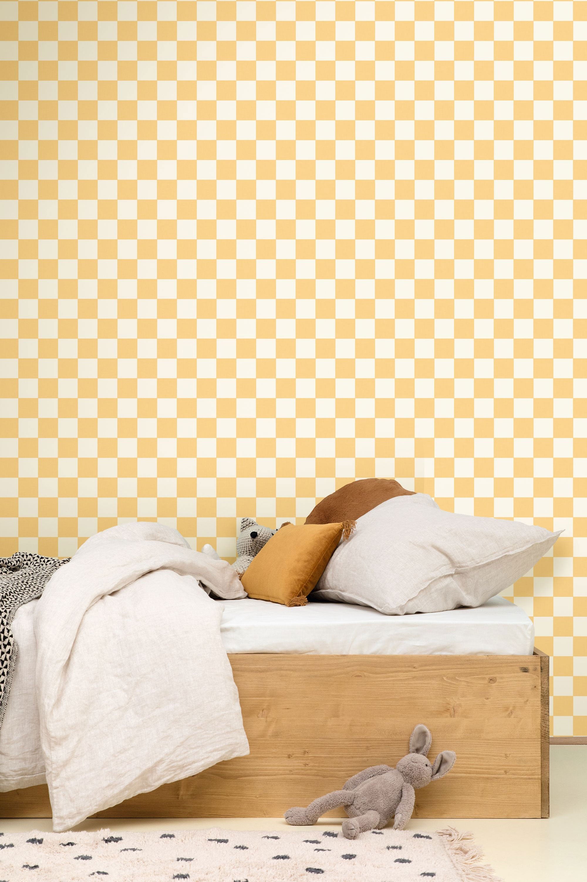 Checks Jaune Soleil Line Up Wallpaper by Caselio