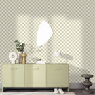 Checks Vert Amande Line Up Wallpaper by Caselio