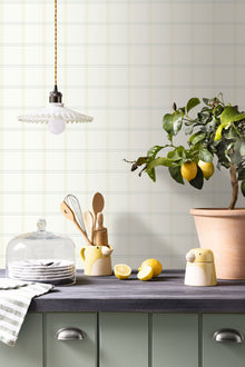 Fine Lines Jaune Bleu Line Up Wallpaper by Caselio