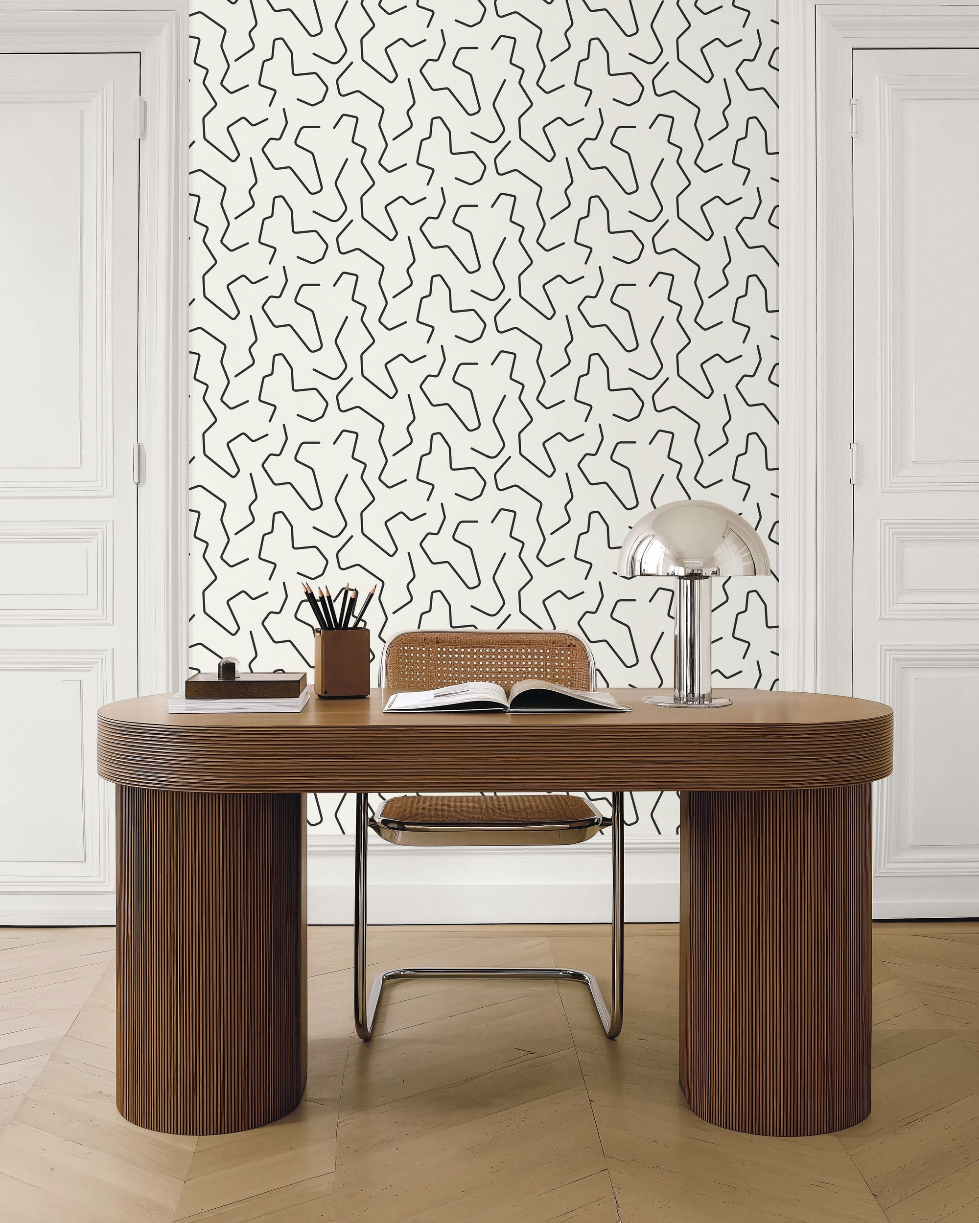 107100972 Art Line Noir Et Blanc Wallpaper by Caselio