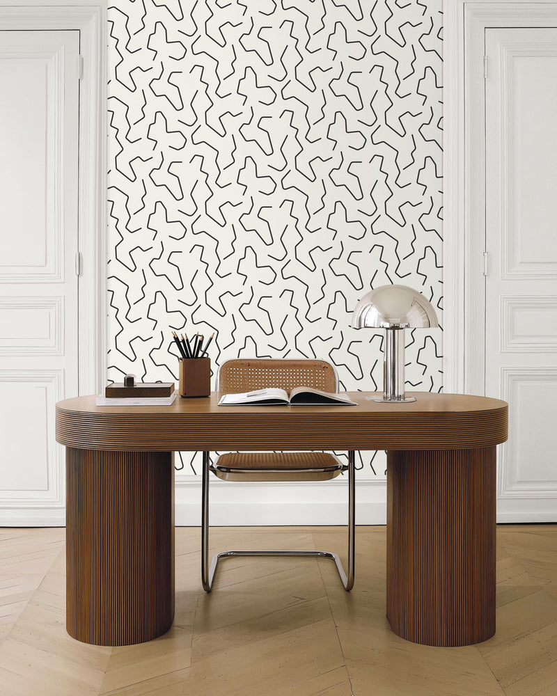 107100972 Art Line Noir Et Blanc Wallpaper by Caselio