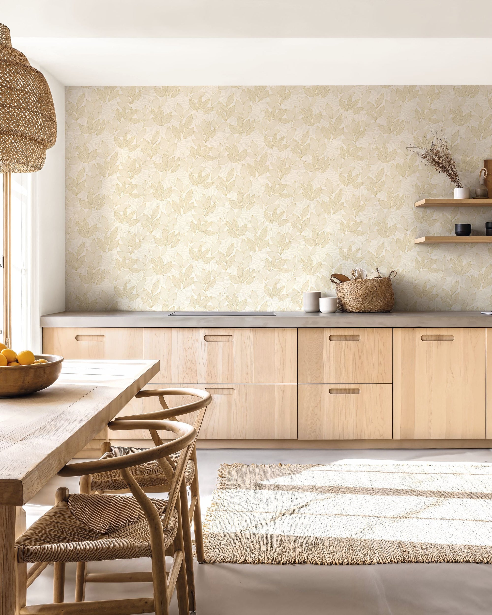 107150251 Little Botanica Blanc Or Wallpaper by Caselio