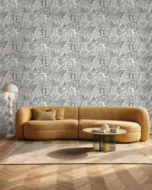 107160973 Golden Jungle Noir Et Blanc Wallpaper by Caselio