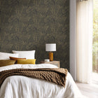 107169265 Golden Jungle Noir Or Wallpaper by Caselio