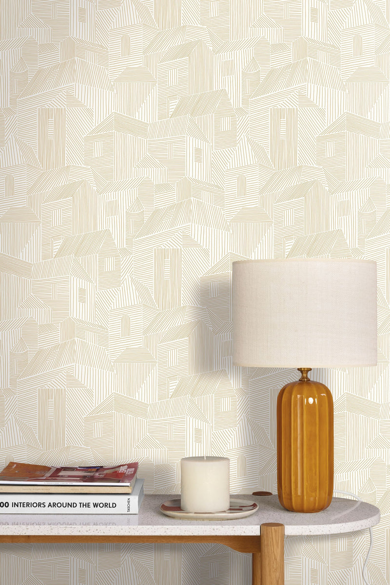 107180228 Village Blanc Or Wallpaper by Caselio