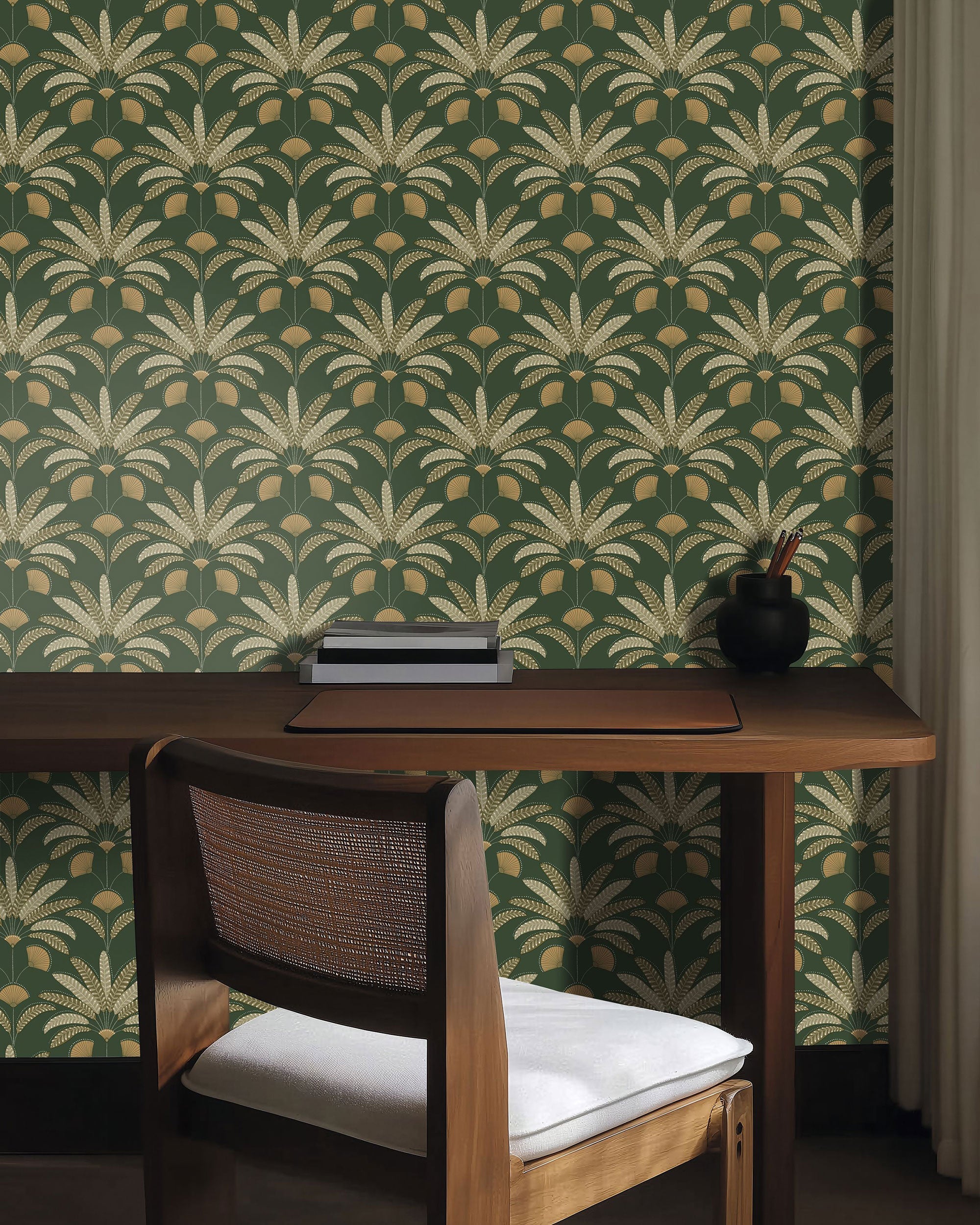 107400451 Gisele Vert Bouteille Wallpaper by Caselio