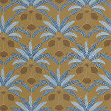 107400728 Gisele Moutarde Indigo Wallpaper by Caselio