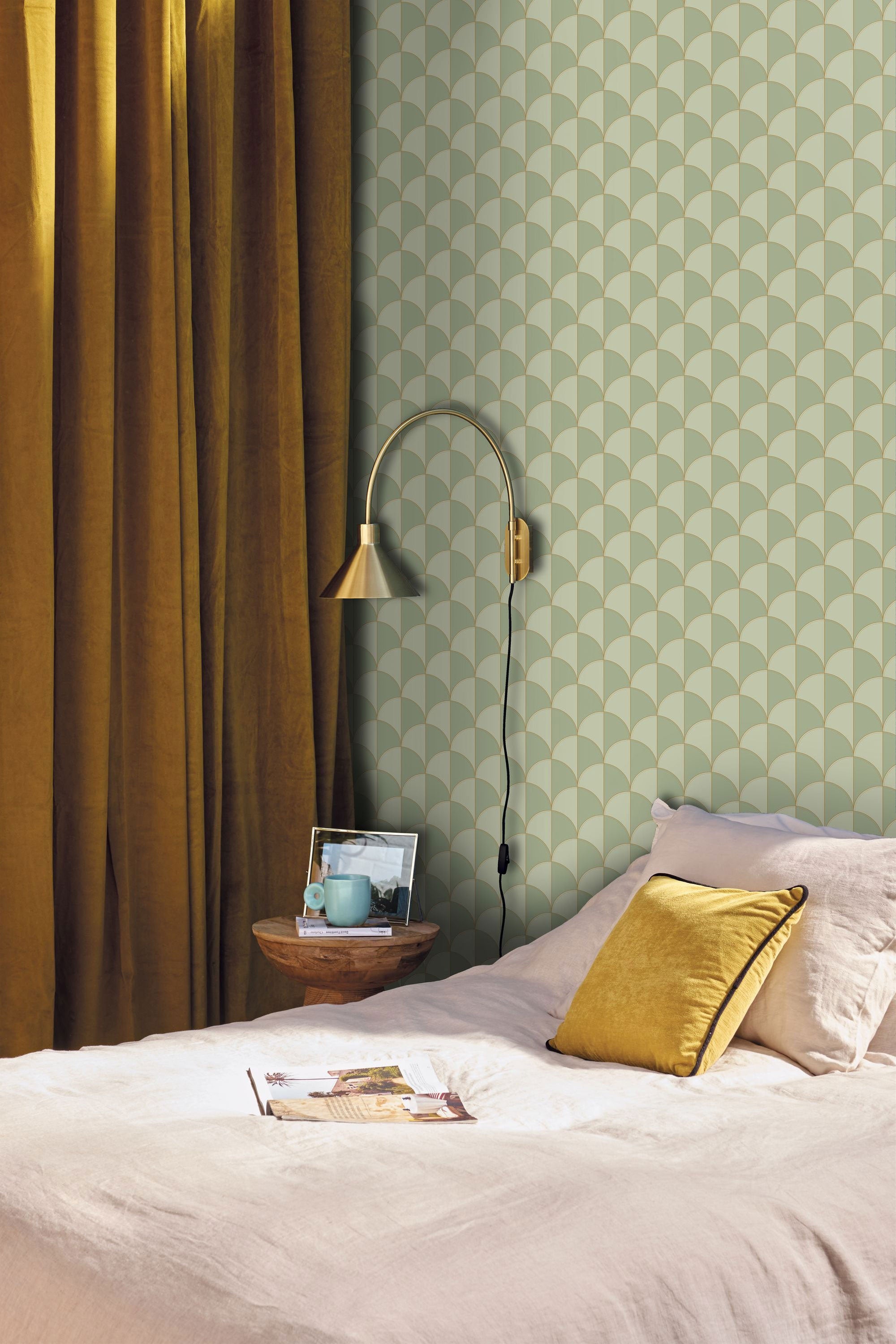 107414018 Mariette Vert De Gris Wallpaper by Caselio