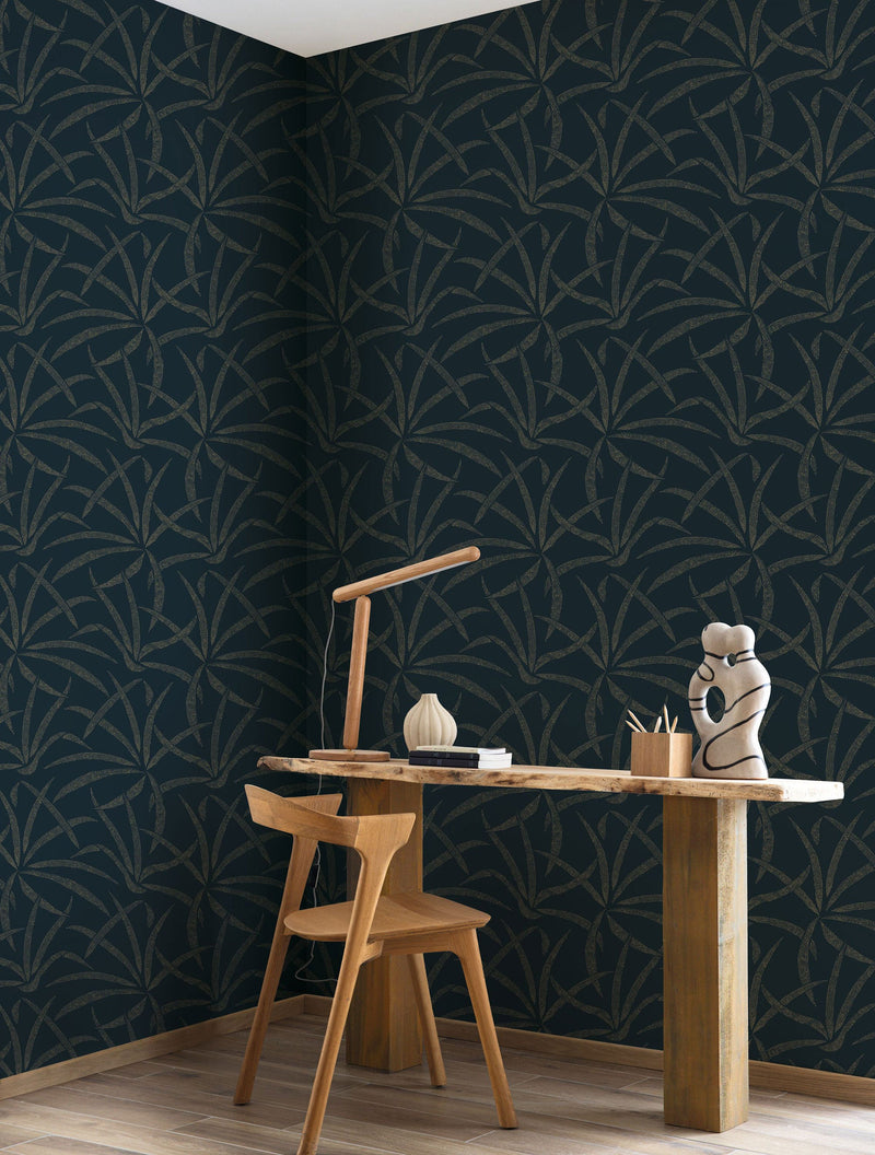 BLS107466128 Filara Bleu Paon Dore Wallpaper by Caselio