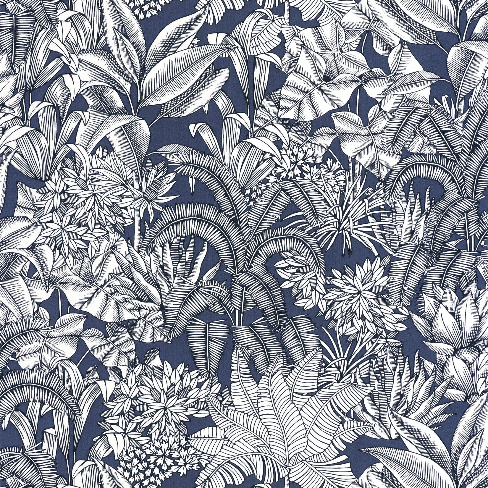 BLS107486160 Palmaris Bleu Nuit Wallpaper by Caselio