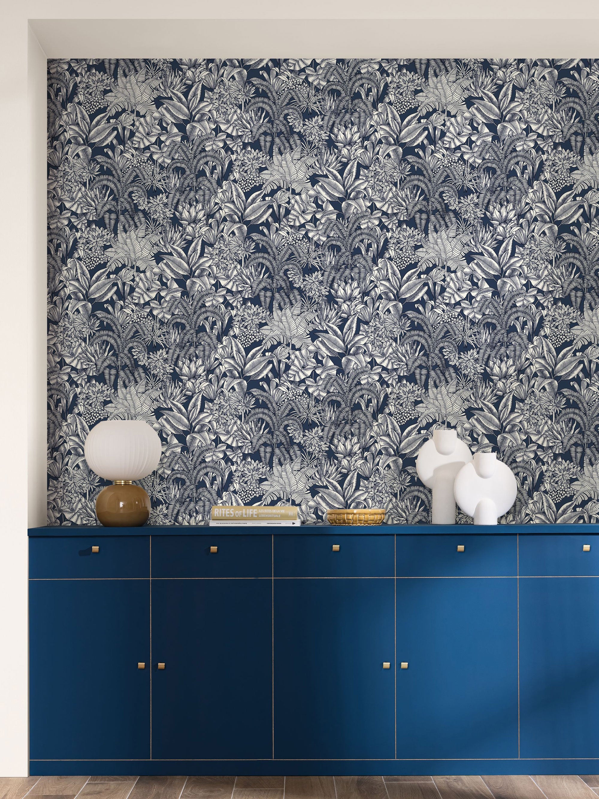 BLS107486160 Palmaris Bleu Nuit Wallpaper by Caselio