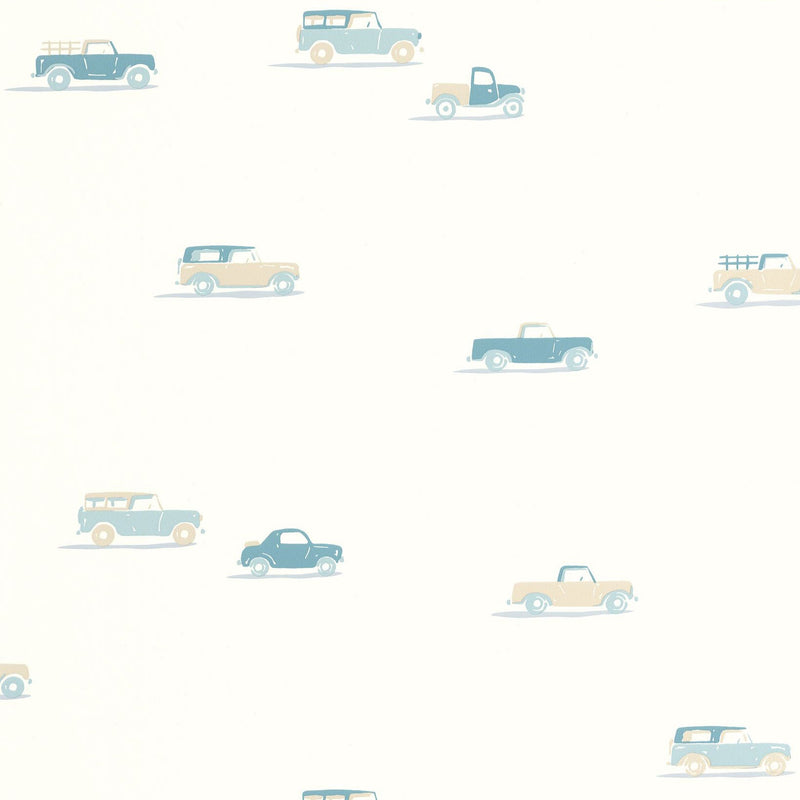 Pick Up Bleu Beige Happy Kids Club Wallpaper by Caselio