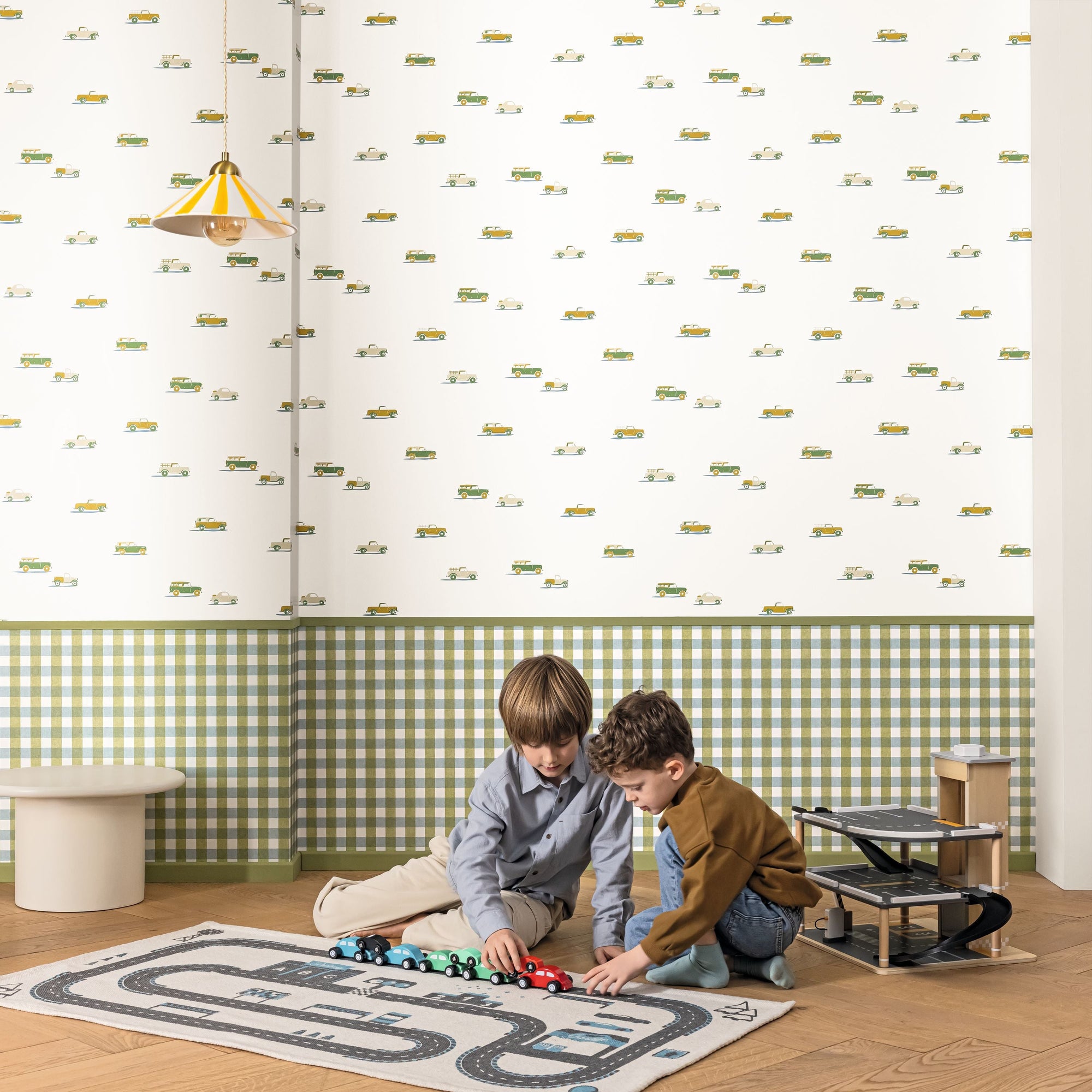 Pick Up Vert Jaune Happy Kids Club Wallpaper by Caselio