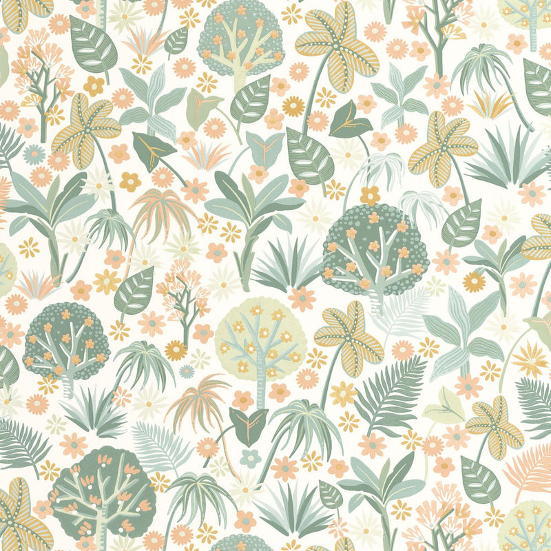 Magic Forest Blanc Vert Happy Kids Club Wallpaper by Caselio