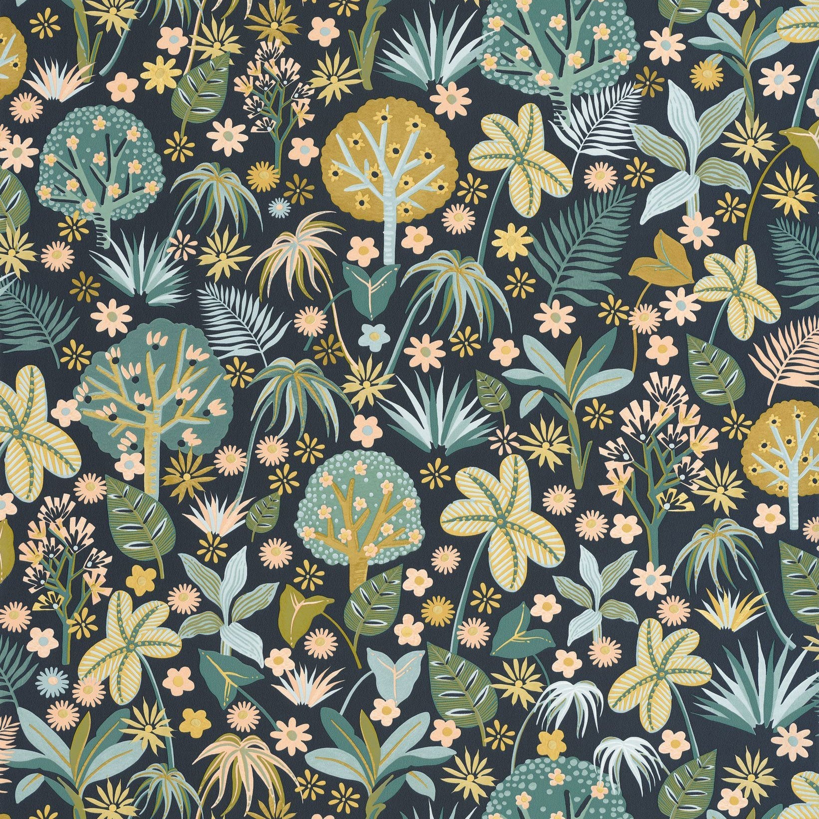 Magic Forest Bleu Nuit Happy Kids Club Wallpaper by Caselio