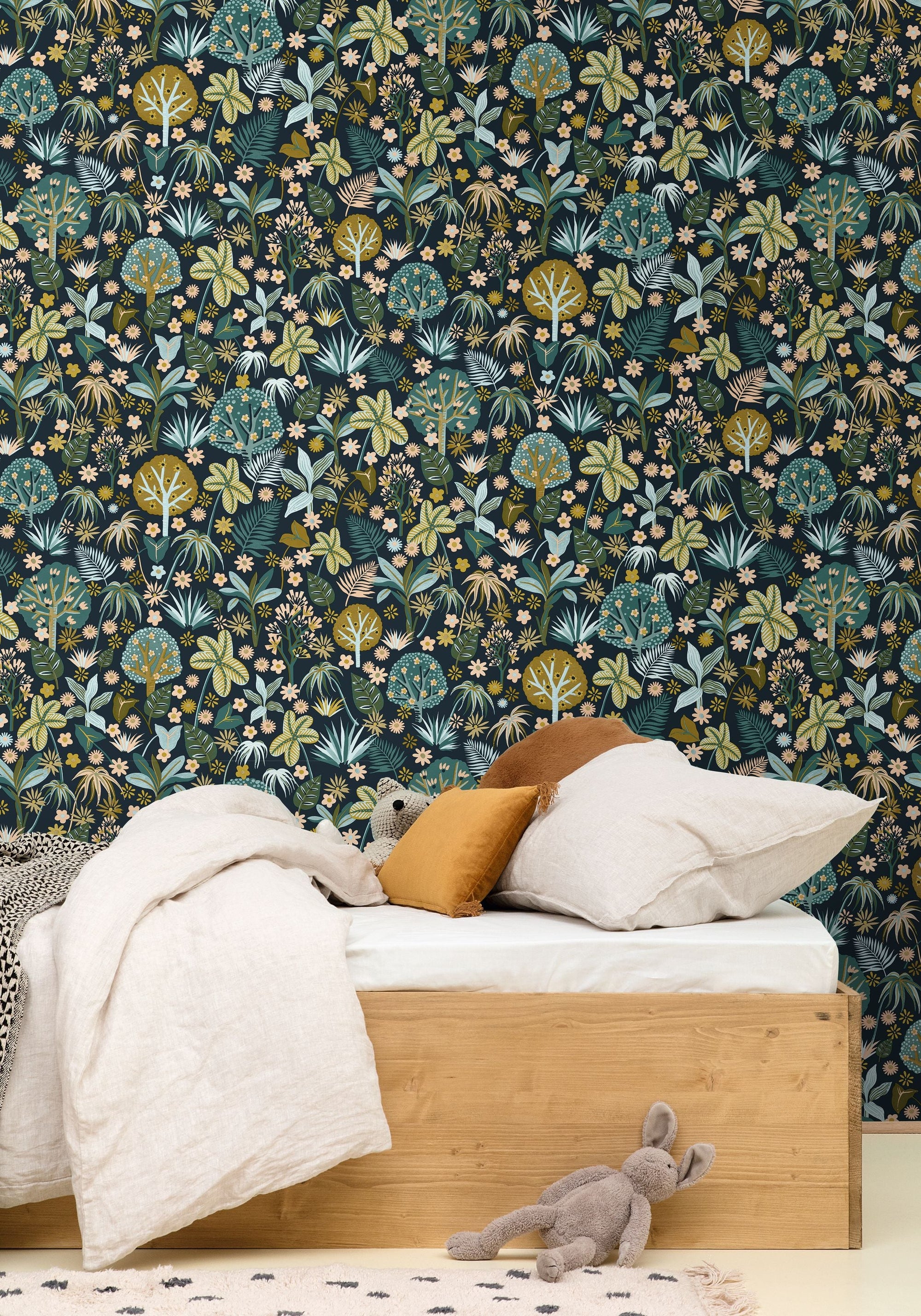 Magic Forest Bleu Nuit Happy Kids Club Wallpaper by Caselio