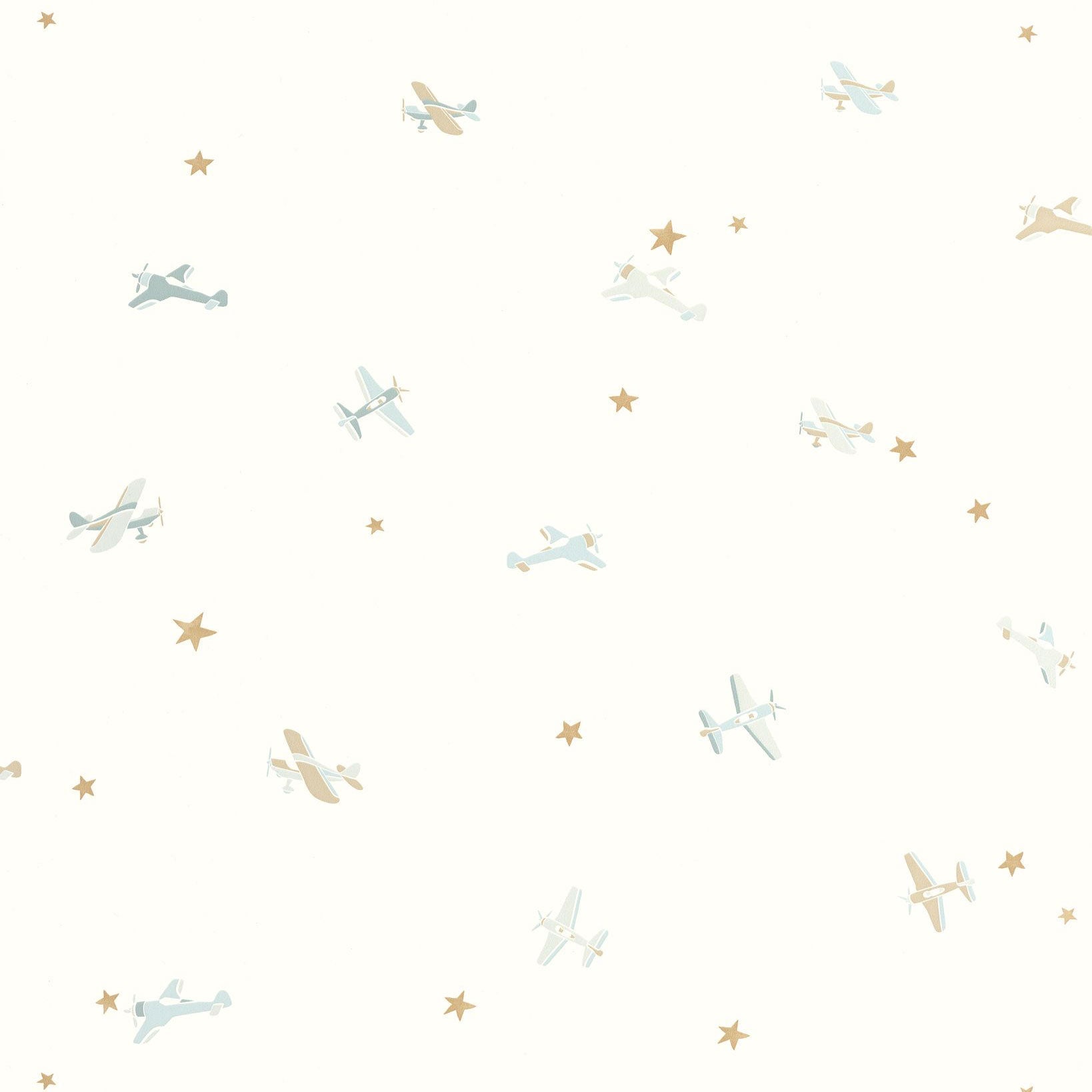 Funny Planes Blanc Bleu Happy Kids Club Wallpaper by Caselio