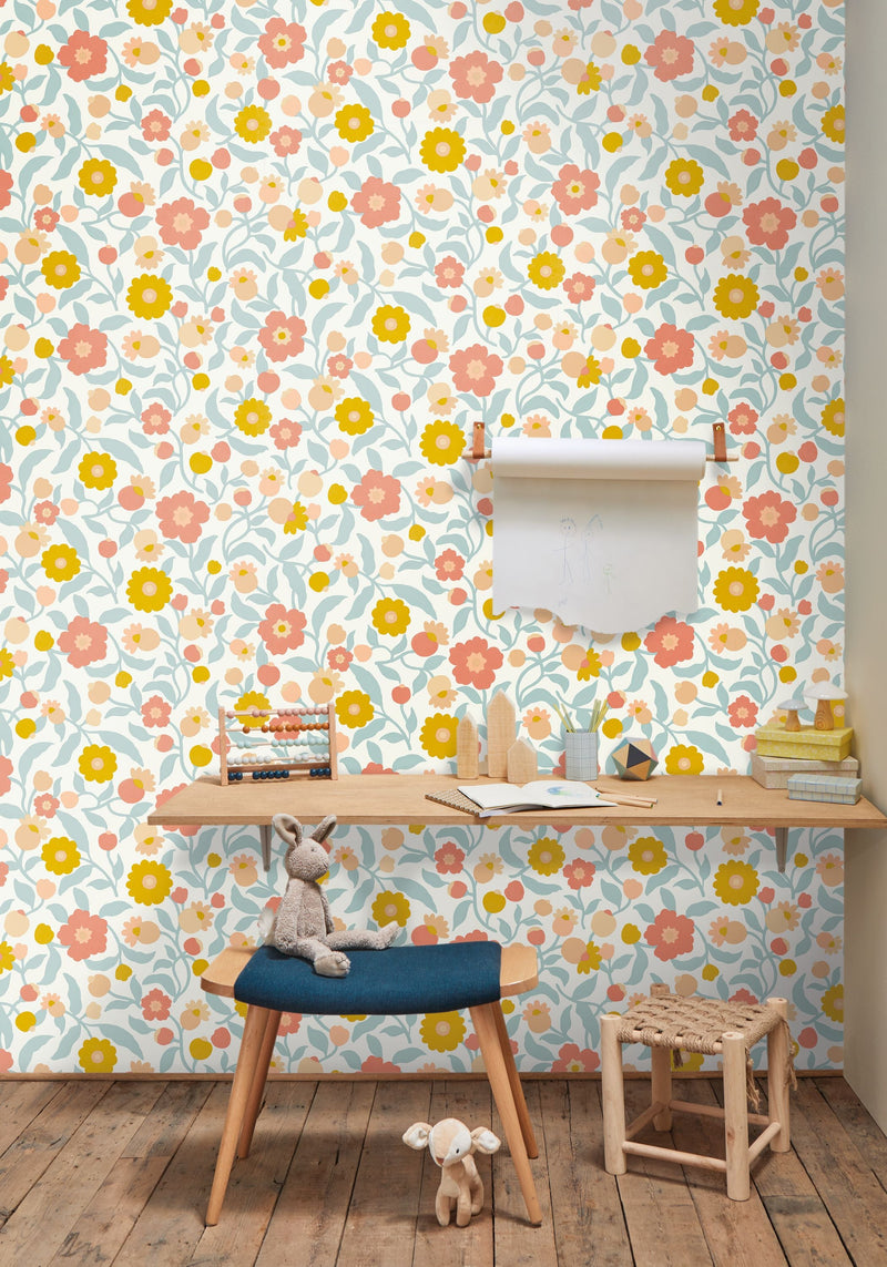 Capucine Bleu Happy Kids Club Wallpaper by Caselio
