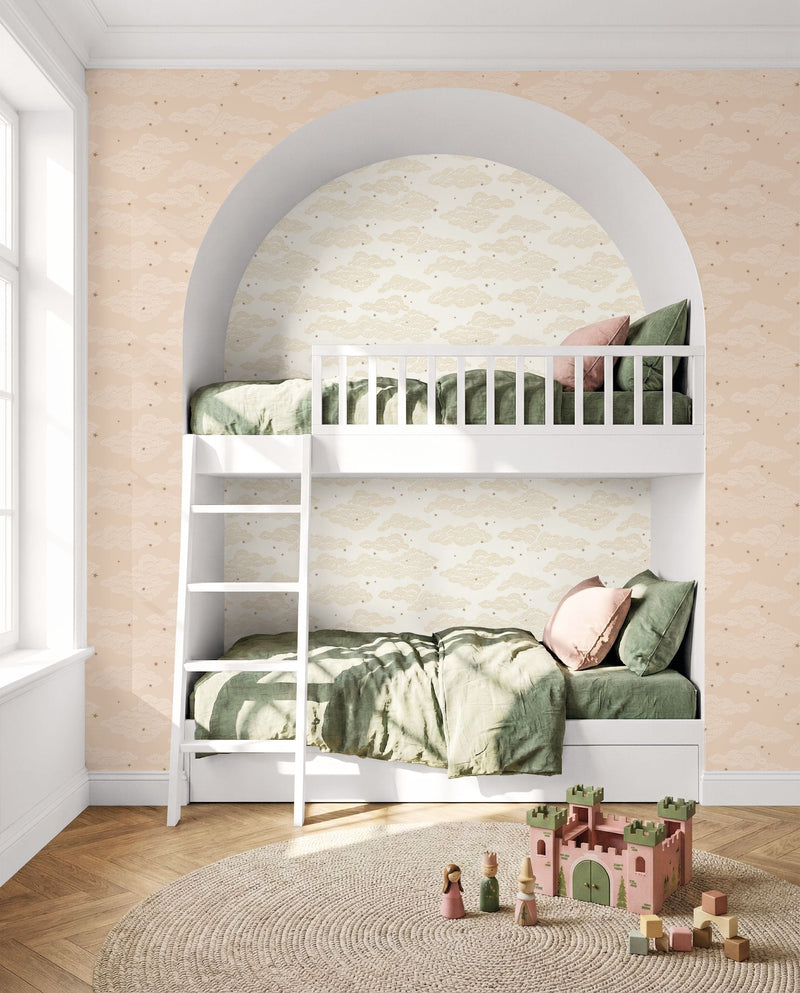 Little Sky Vieux Rose Happy Kids Club Wallpaper by Caselio
