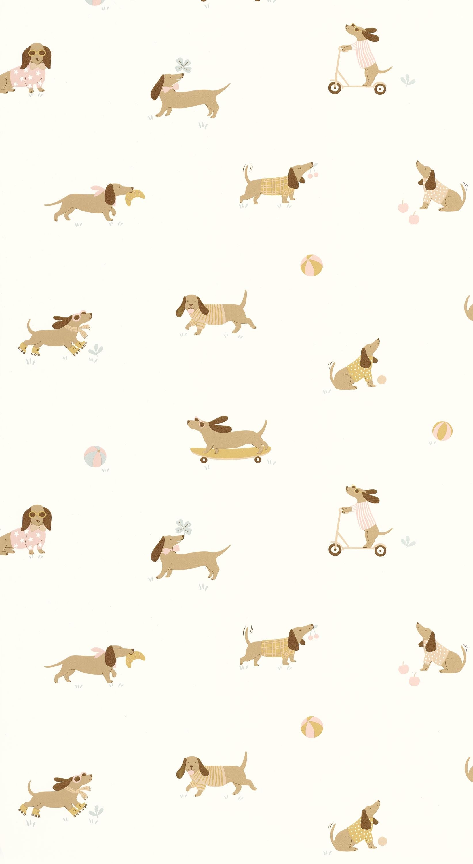 Teckel Rose Vert Happy Kids Club Wallpaper by Caselio