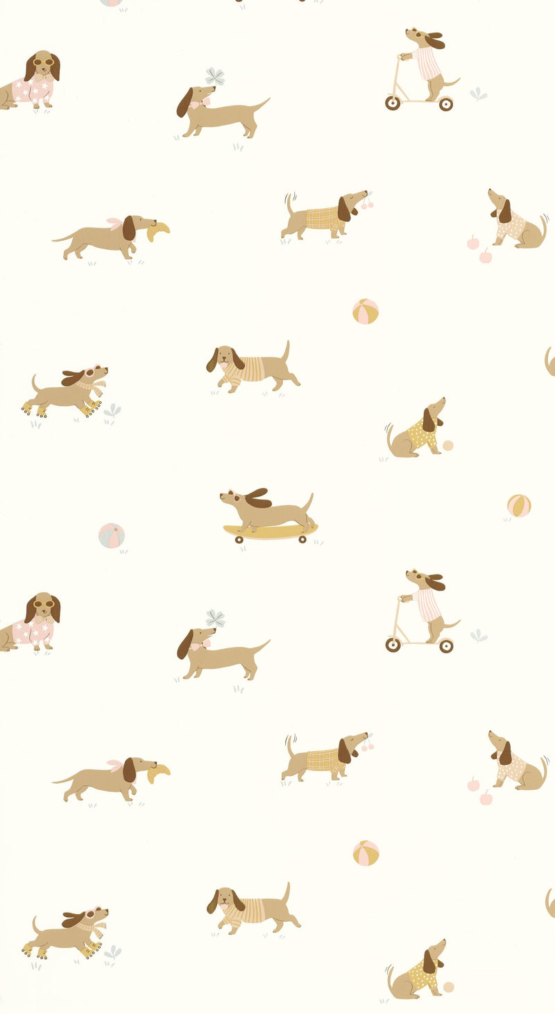 Teckel Rose Vert Happy Kids Club Wallpaper by Caselio