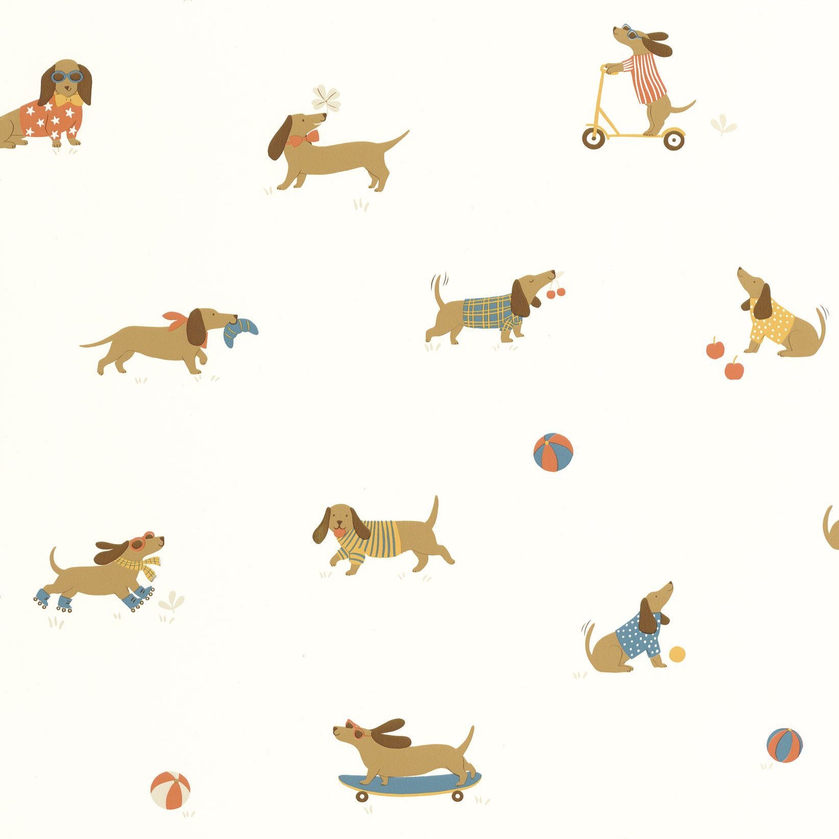 Teckel Rouge Bleu Happy Kids Club Wallpaper by Caselio