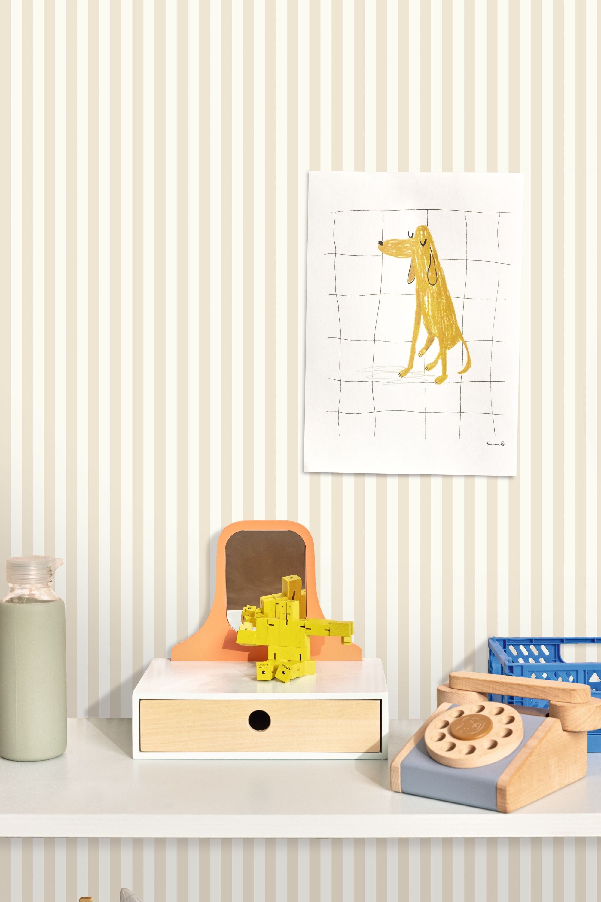 Marshmallow Beige Happy Kids Club Wallpaper by Caselio