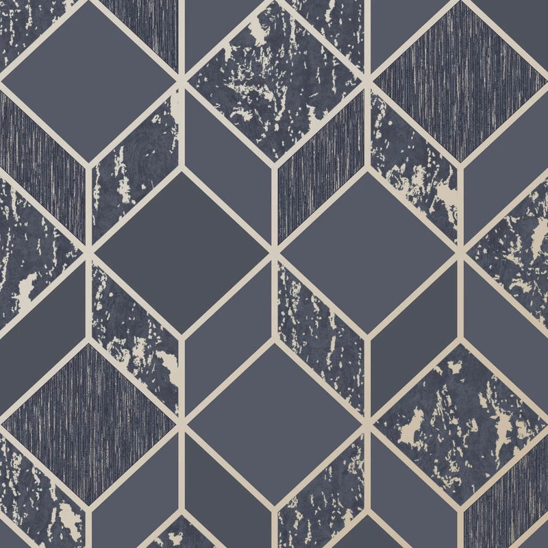 107964 Vittorio Geo Navy Superfresco Wallpaper By Graham & Brown