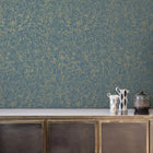 120384 Gypsophila Blue / Soft Gold Wallpaper by Clarissa Hulse