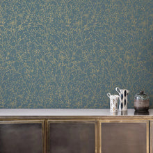120384 Gypsophila Blue / Soft Gold Wallpaper by Clarissa Hulse