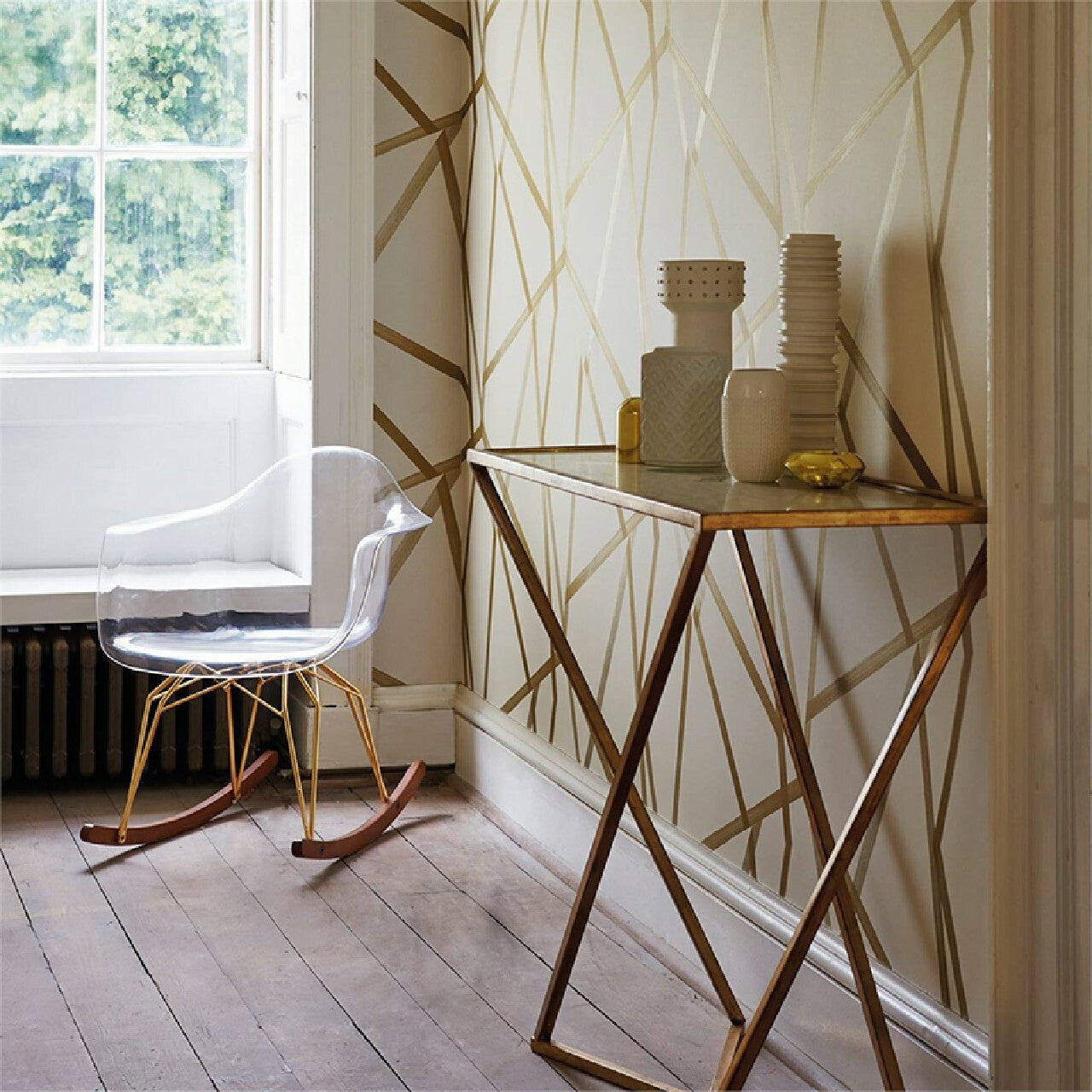 110884 Sumi Ivory and Mustard Colour Wallpaper by Harlequin