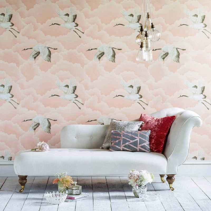 Cranes in Flight Colour Wallpaper by Harlequin