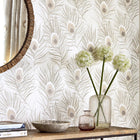 Orlena Purity Putty and Silver Wallpaper by Harlequin