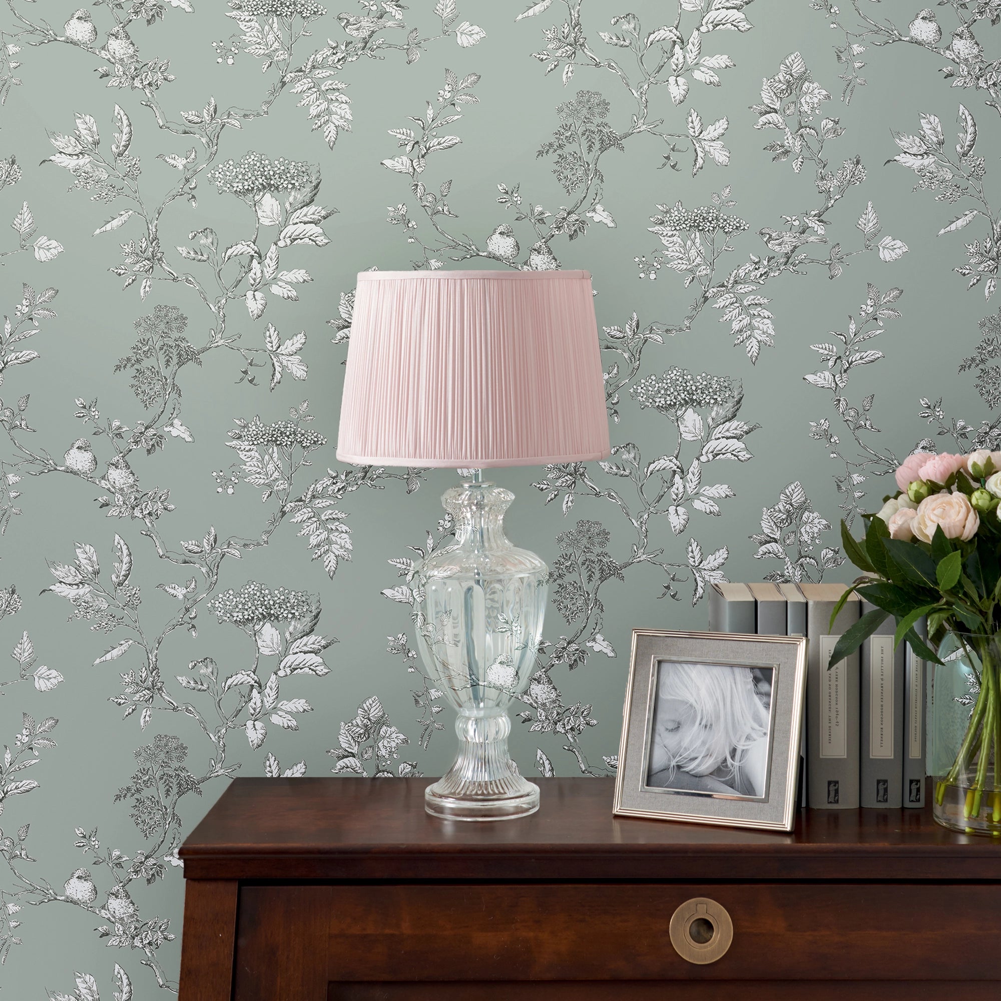113345 Elderwood Duck Egg Wallpaper by Laura Ashley