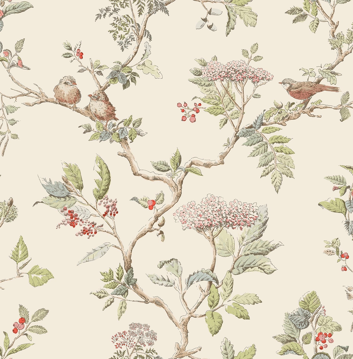 113346 Elderwood Natural Wallpaper by Laura Ashley
