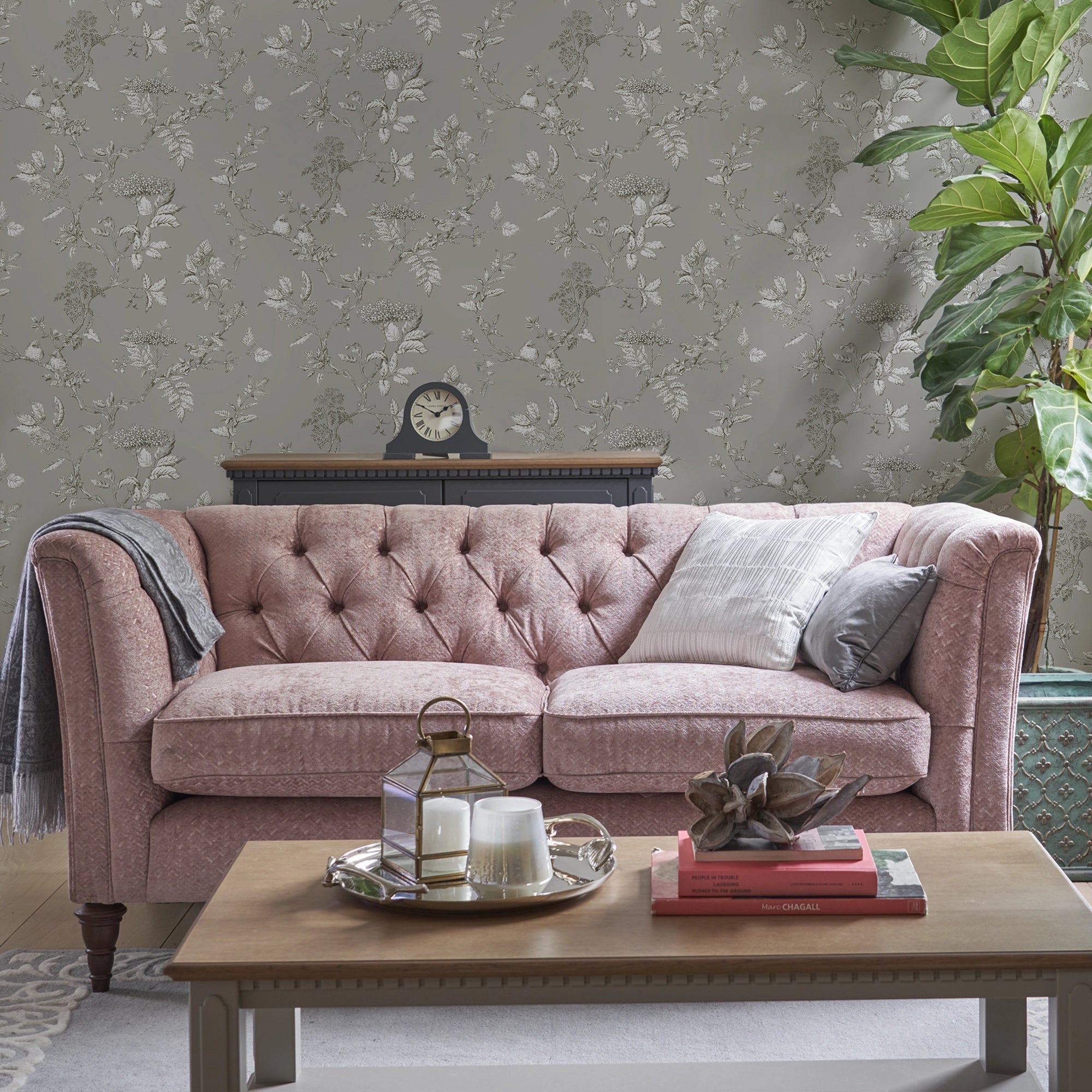 113347 Elderwood Steel Wallpaper by Laura Ashley