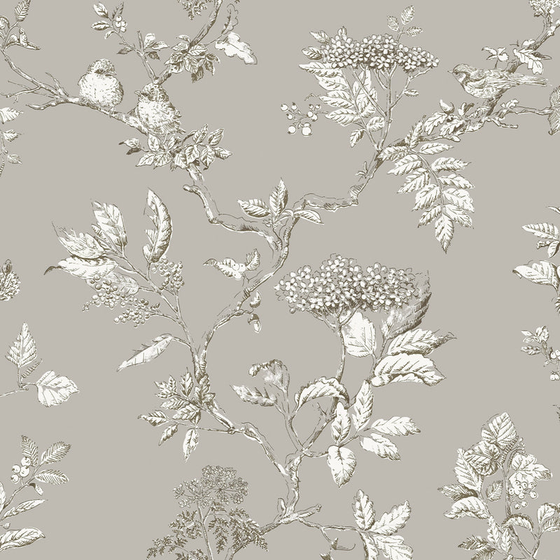 113347 Elderwood Steel Wallpaper by Laura Ashley