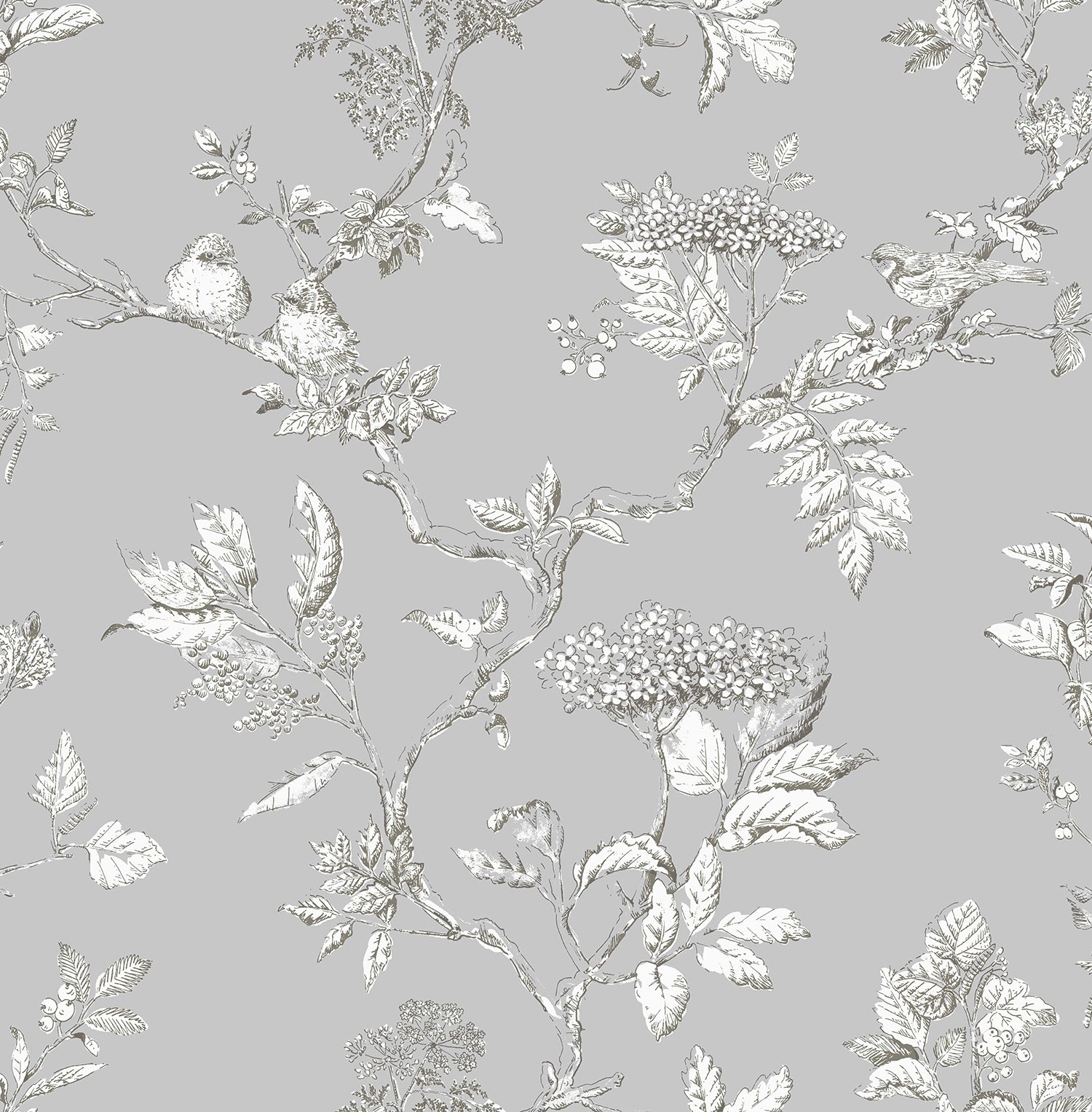 113347 Elderwood Steel Wallpaper by Laura Ashley