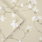 113353 Little Magnolia Natural Wallpaper by Laura Ashley