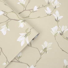 113353 Little Magnolia Natural Wallpaper by Laura Ashley