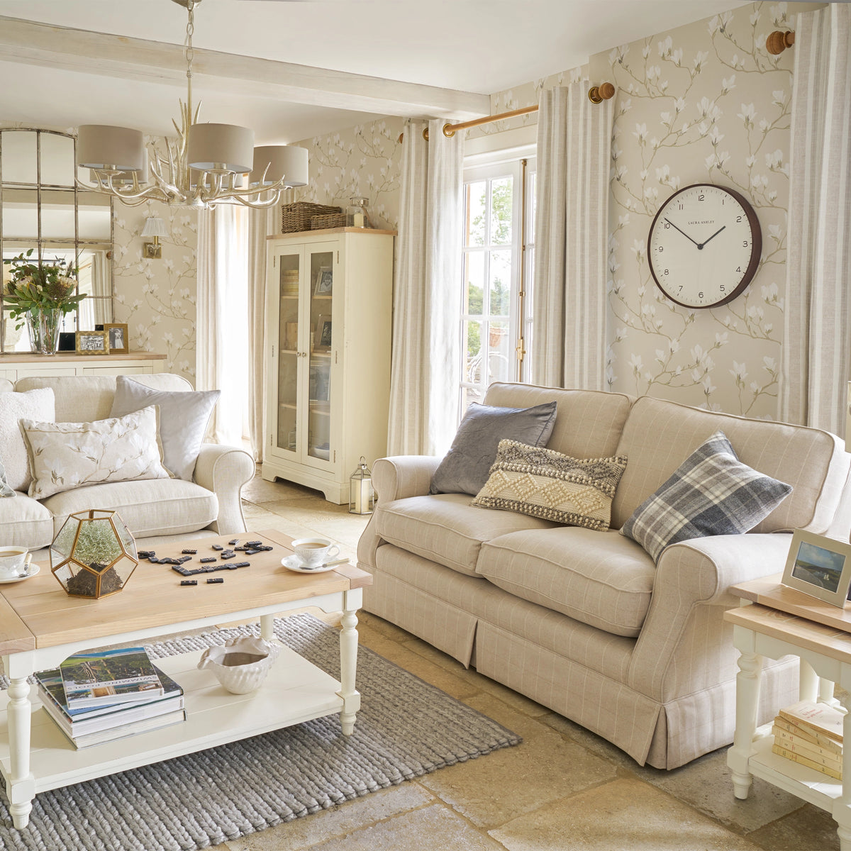 Little Magnolia Natural Wallpaper by Laura Ashley